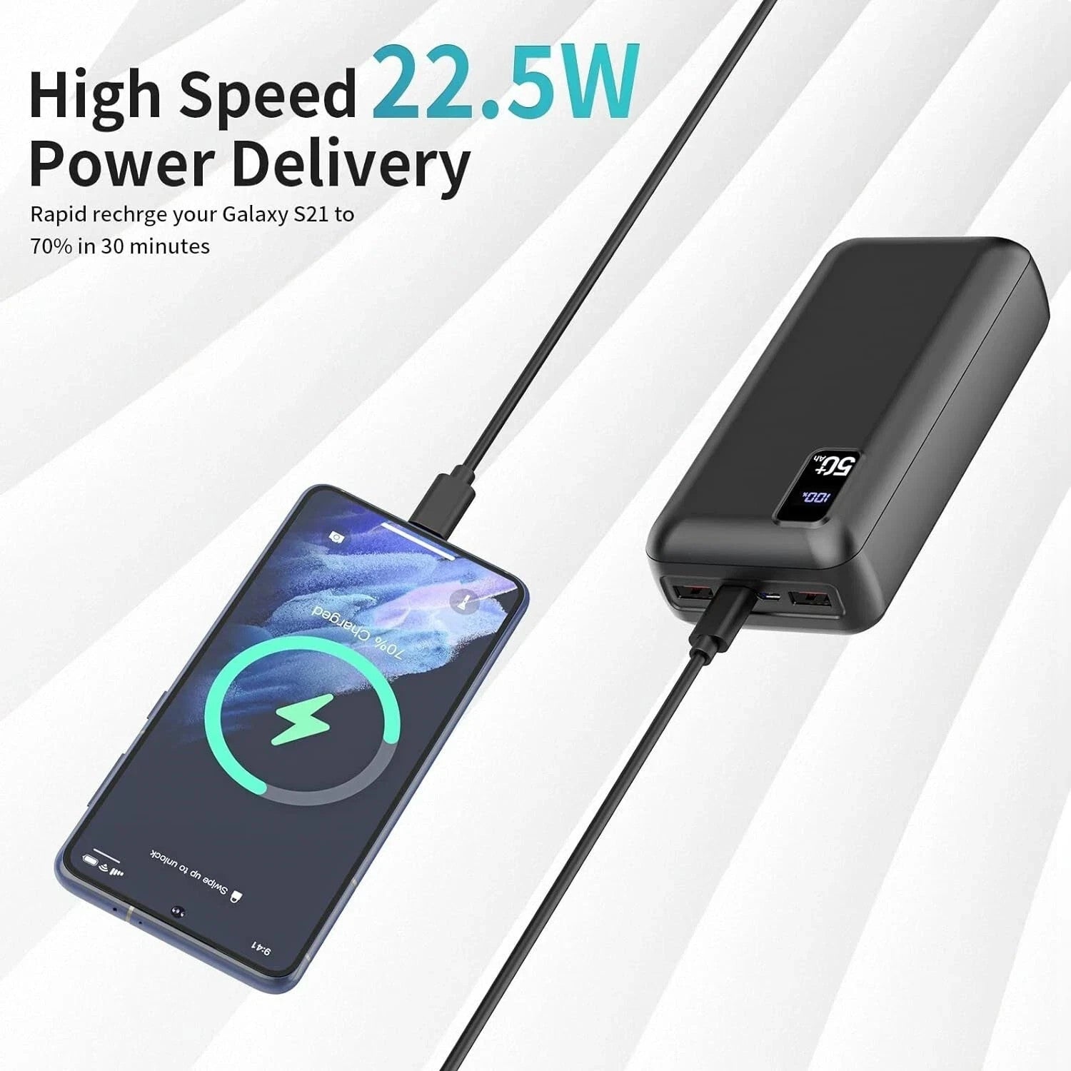 Power Bank 50000mAh Fast Charging Portable Charger USB-C