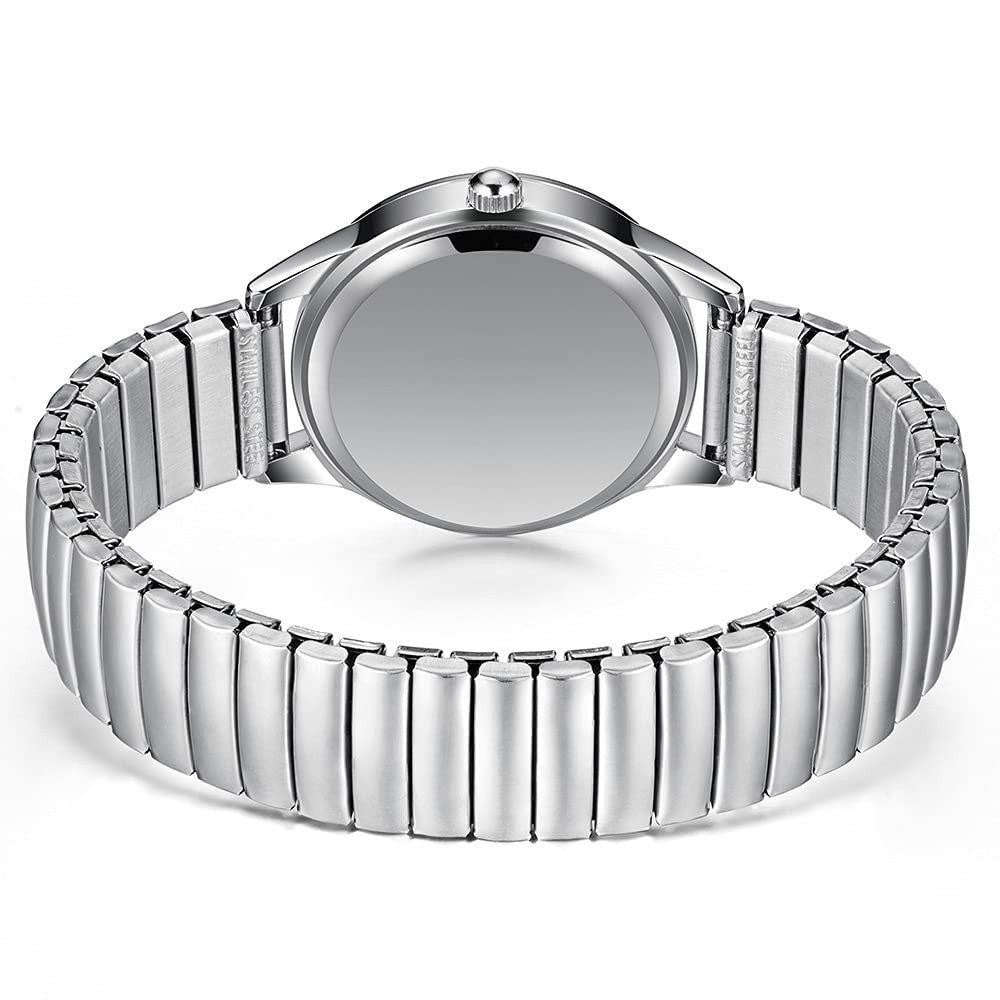 BOSHIYA Small Silver Women's Watch, Easy Reader Analog Ladies Quartz