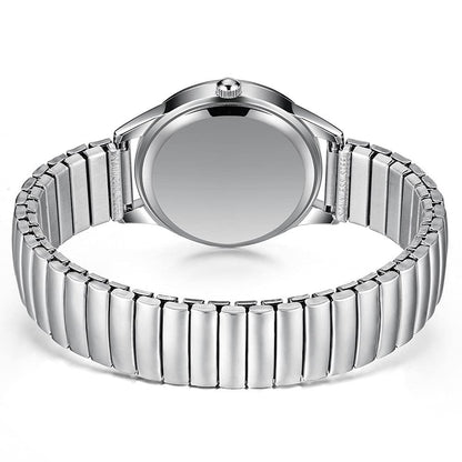 BOSHIYA Small Silver Women's Watch, Easy Reader Analog Ladies Quartz