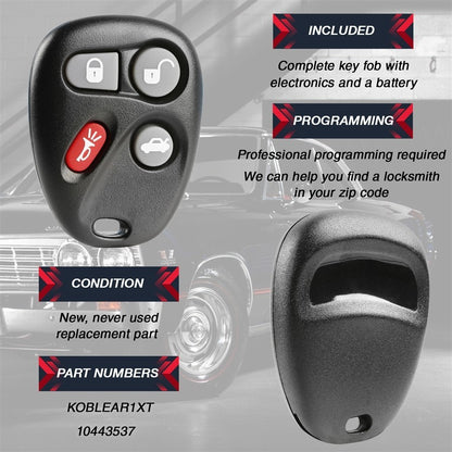New Keyless Entry Remote Key Fob for Cadillac, Oldsmobile, Pontiac, Buick, Chevy