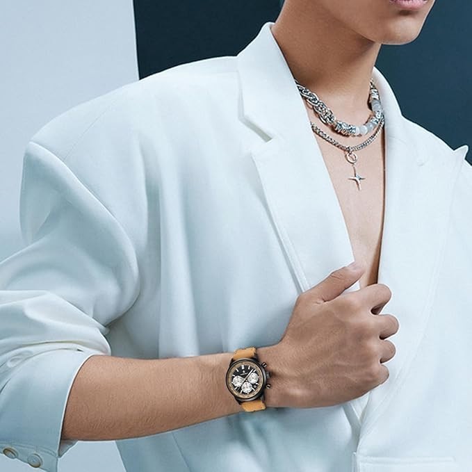 AKNIGHT Watch for Men Chronograph Analog Quartz Wristwatches Black & Brown