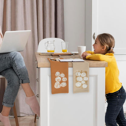 Fall Pumpkin Decor Kitchen Towels and Dishcloths Set of 2 Fall Dish Towels