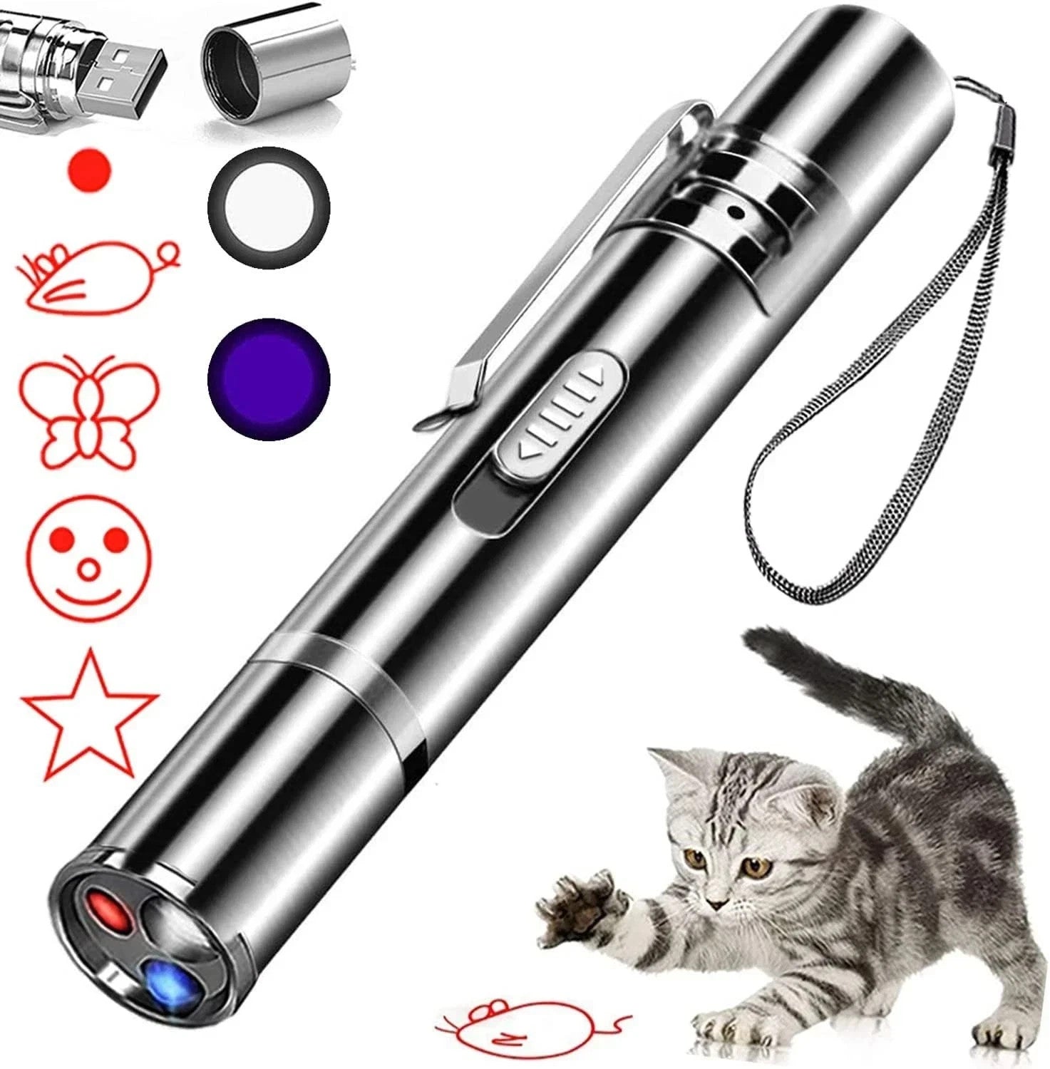 Laser Cat Pointer 5 pattern, usb charging, rechargeable