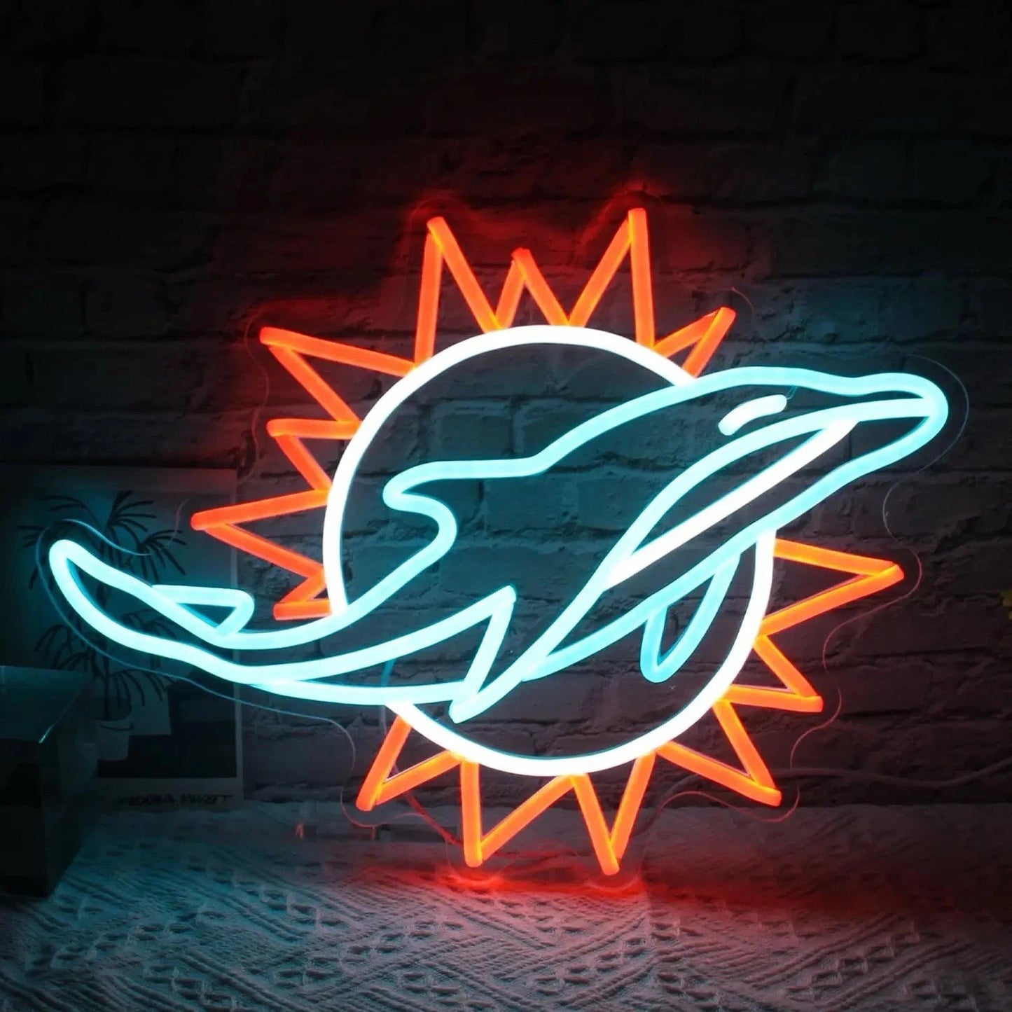Neon LED Sign Miami Dolphins NFL Football Design LED For Man Cave