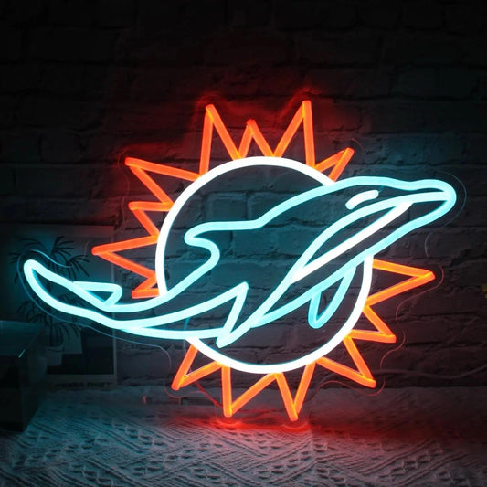 Neon LED Sign Miami Dolphins NFL Football Design LED For Man Cave