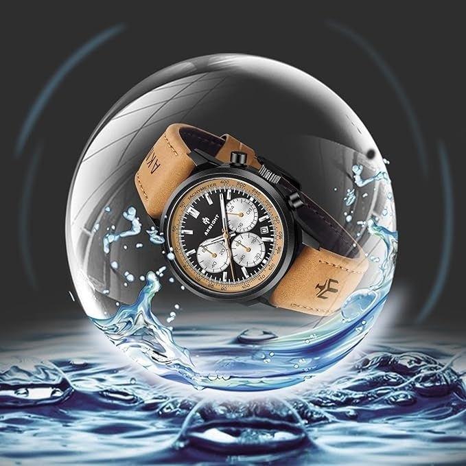 AKNIGHT Watch for Men Chronograph Analog Quartz Wristwatches Black & Brown