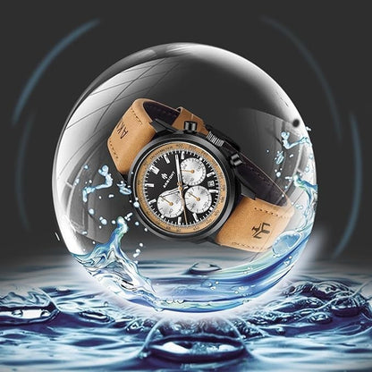 AKNIGHT Watch for Men Chronograph Analog Quartz Wristwatches Black & Brown