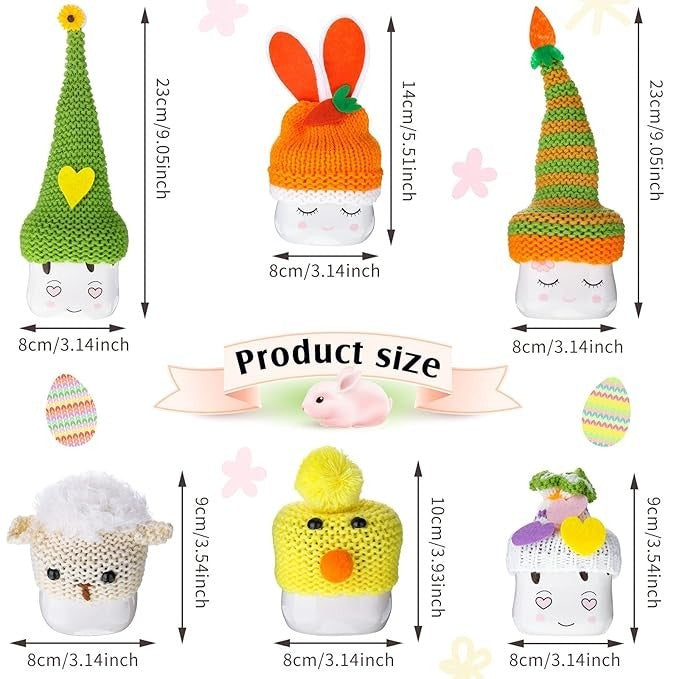 6 Pieces Marshmallow Mug Hat Easter Crochet Mug Hat Knitted Marshmallow Toppers