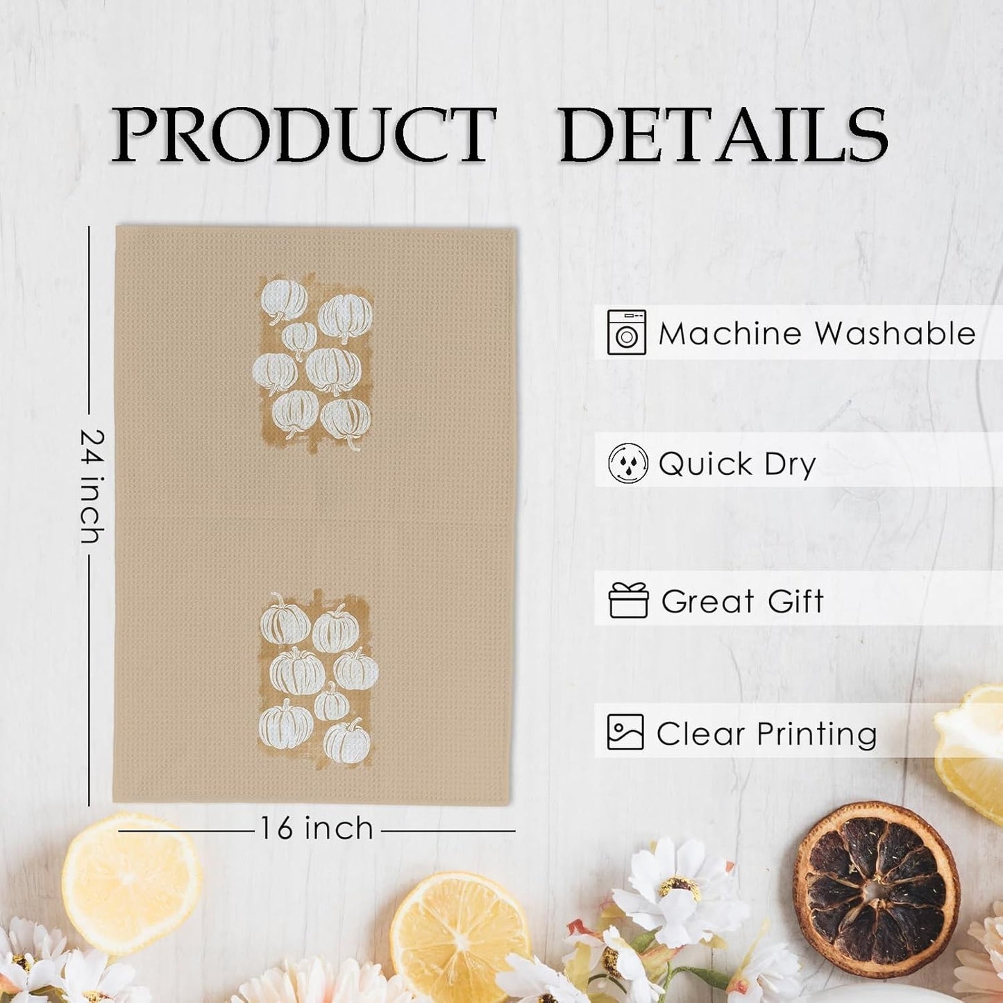 Fall Pumpkin Decor Kitchen Towels and Dishcloths Set of 2 Fall Dish Towels