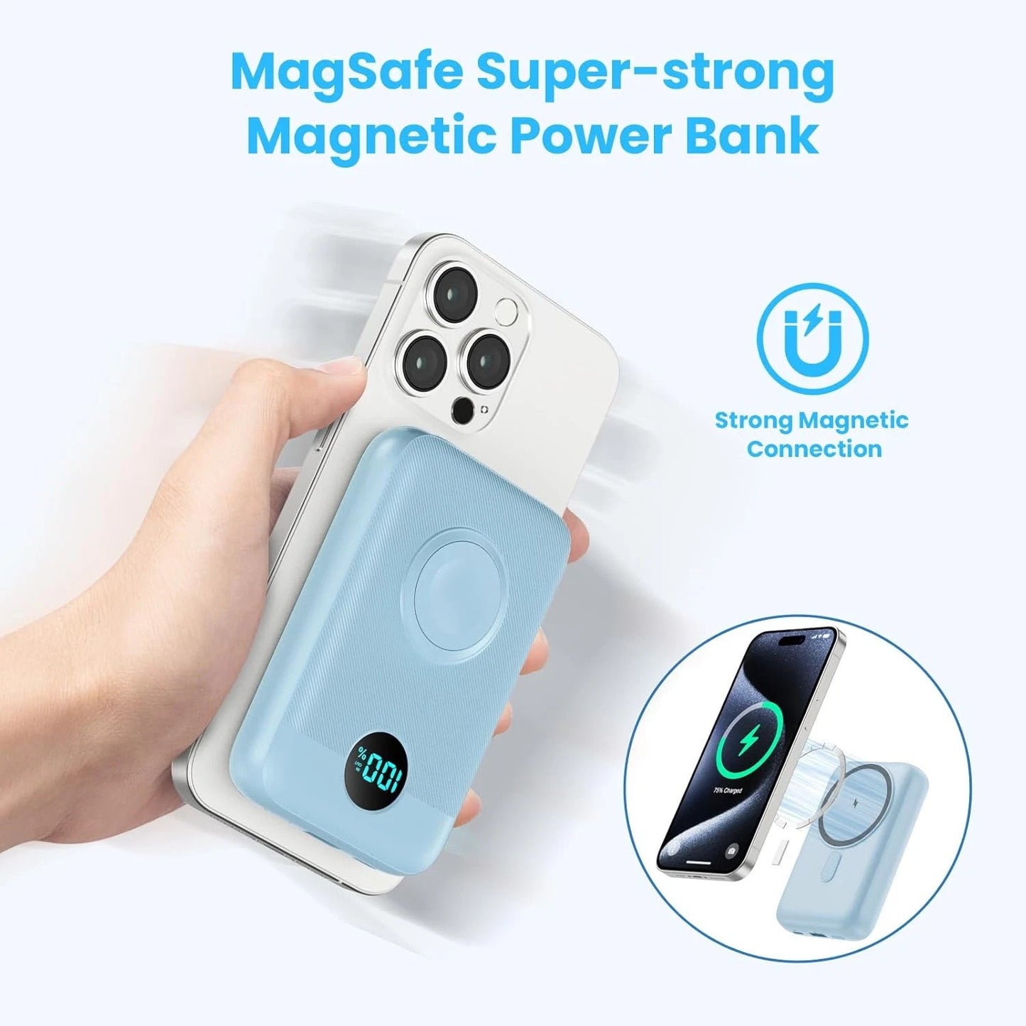 Magnetic Portable Charger for Iphone, 10800Mah 4-In-1 Wireless Power Bank