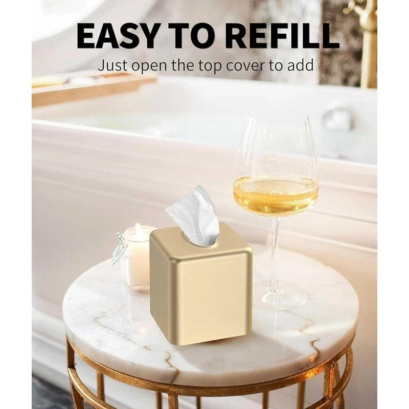 New Lightweight Aluminum Tissue Box Cover Elegant Home Decor Easy Refill Design
