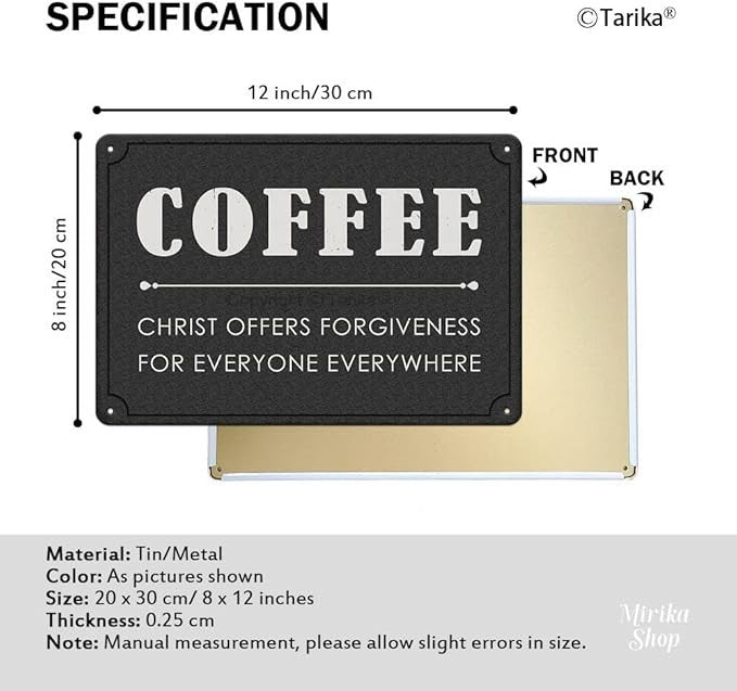 Coffee Christ Offers Forgiveness for Everyone Everywhere Funny Quote Poster Tin