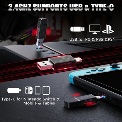 Tatybo WTZ Gaming Headphones - PC,PS5,PS4,  2.4GHz Wireless Detachable Mic