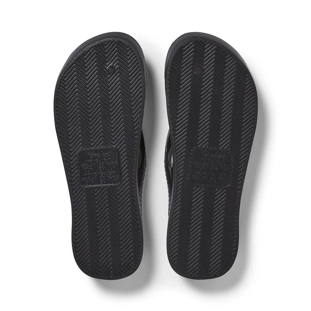 Archies Unisex Arch Support Flip Flops Black Men's 6 / Women's 7