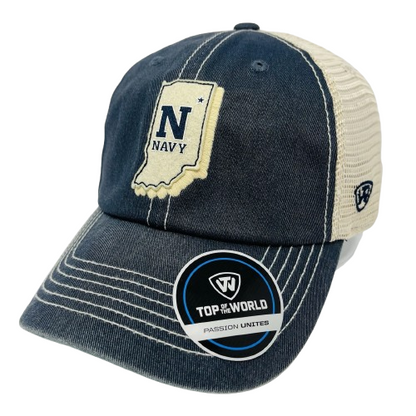 TOTW NCAA Navy Midshipmen Blue Beige  Trucker Hat Cap Mens Snapback Adjustable