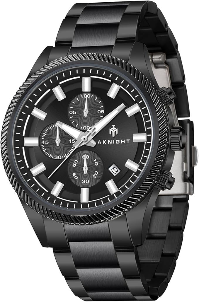 BENYAR AKNIGHT Men's Watches 45mm Big Face, Waterproof Chronograph Black