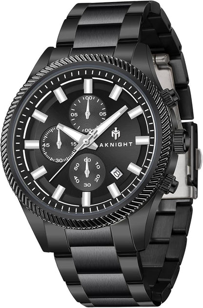 BENYAR AKNIGHT Men's Watches 45mm Big Face, Waterproof Chronograph Black