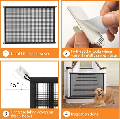 Dog Gate for Stairs Pet Gates for The House: Dogs Screen Mesh Gate for Doorways
