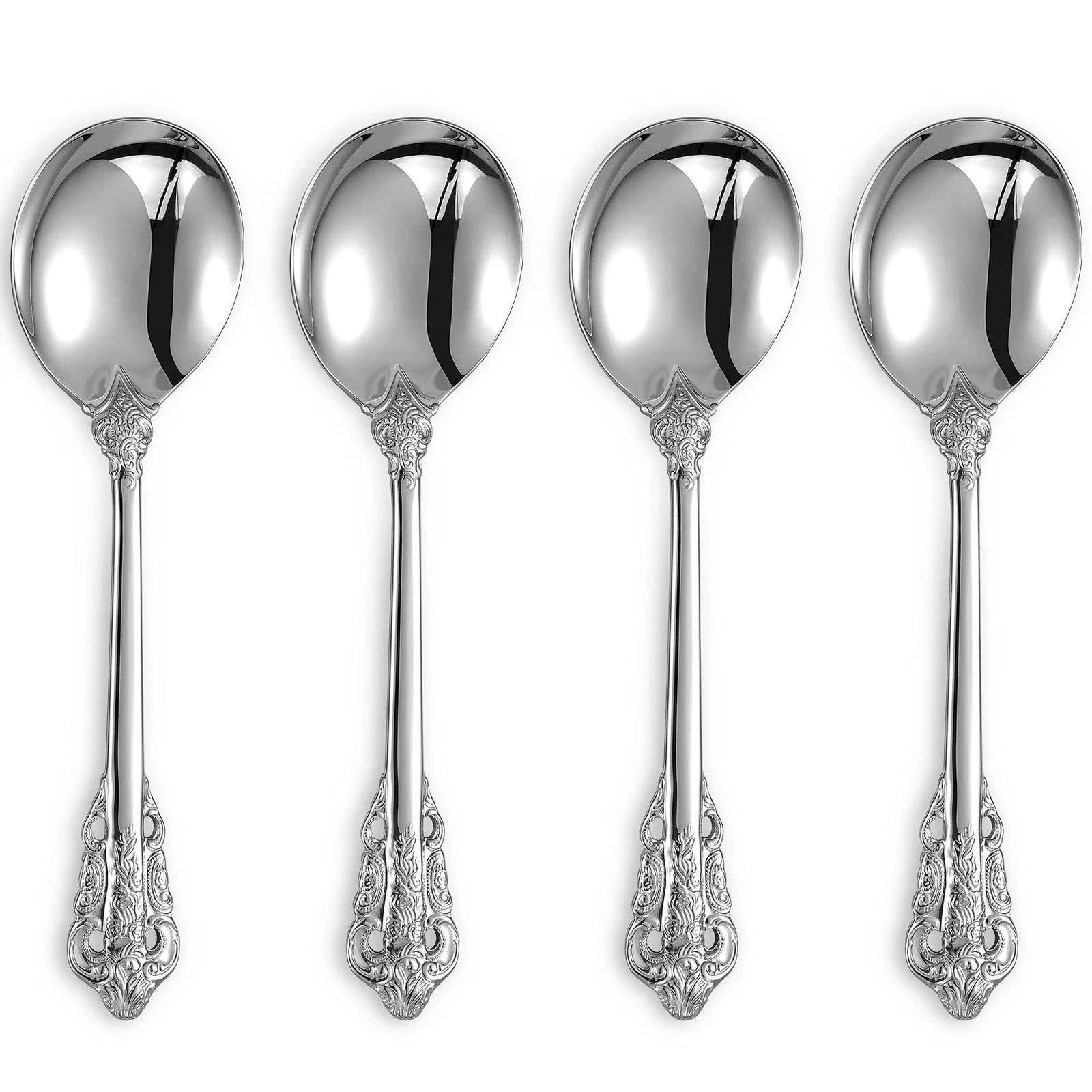 New Molain Round Soup Spoon, Set of 10 Stainless Steel