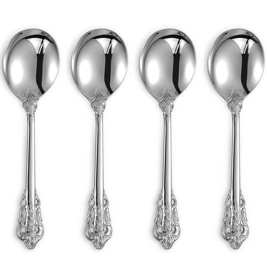 New Molain Round Soup Spoon, Set of 10 Stainless Steel