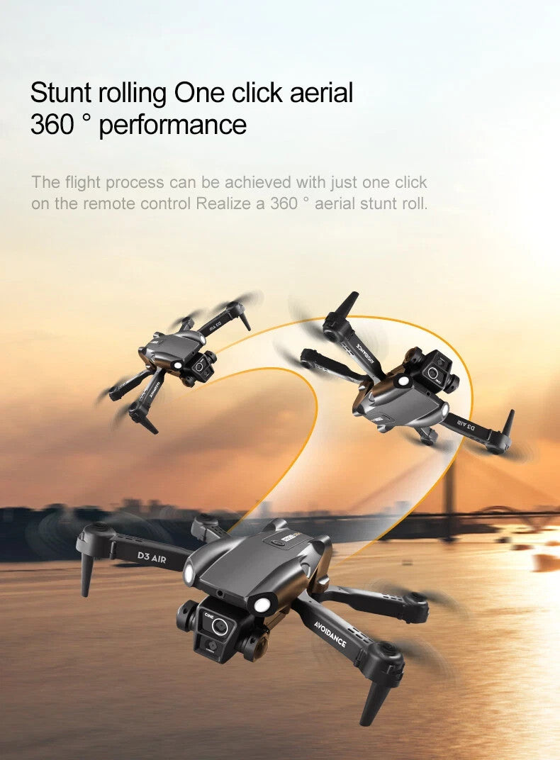 D3 RC Drone WIFI FPV 4K HD 3 Cameras Obstacle Avoidance Optical Flow Quadcopter