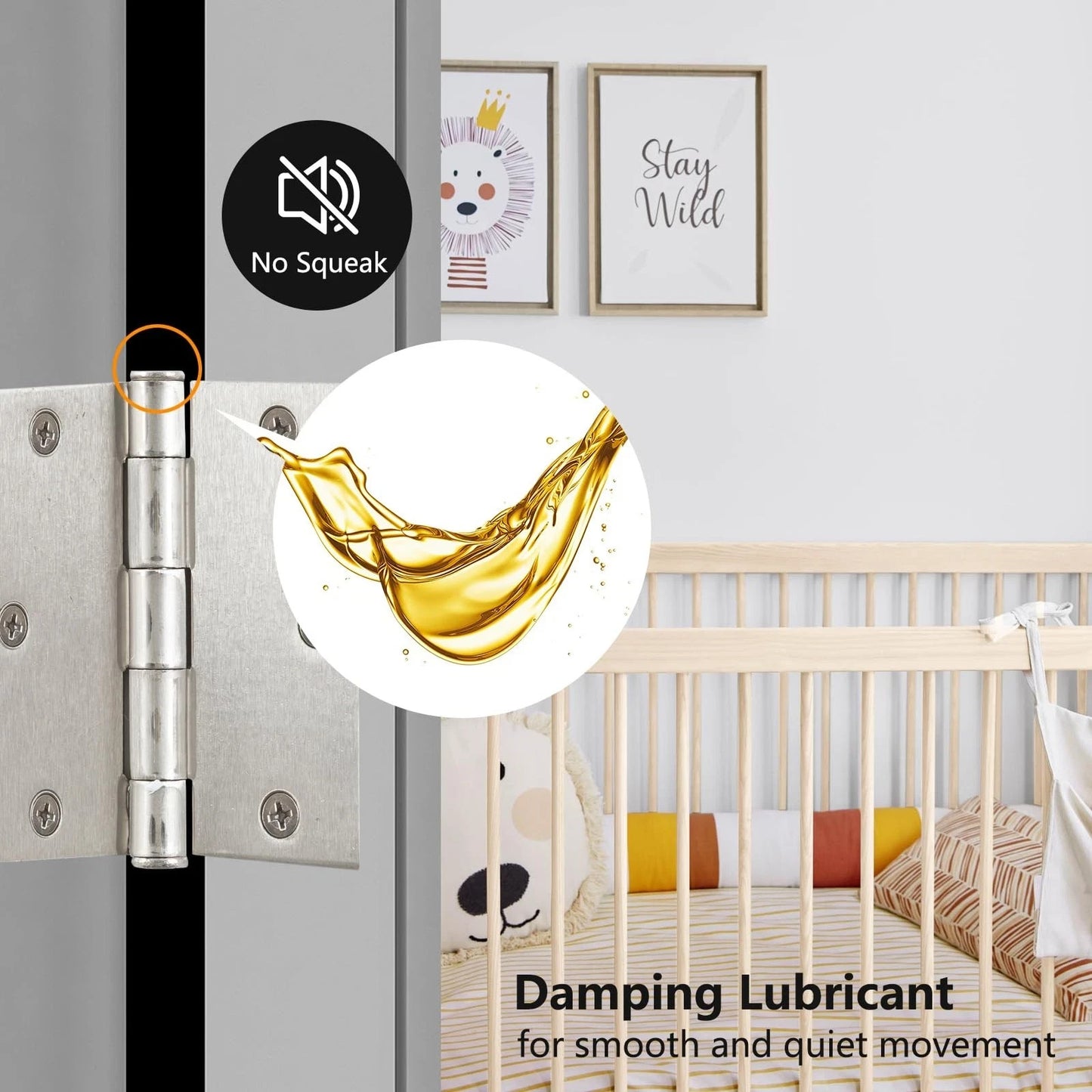 12 PCS Satin Nickel Steel Door Hinge 3.5" x 3.5" Square Edge Corner  61968 SN