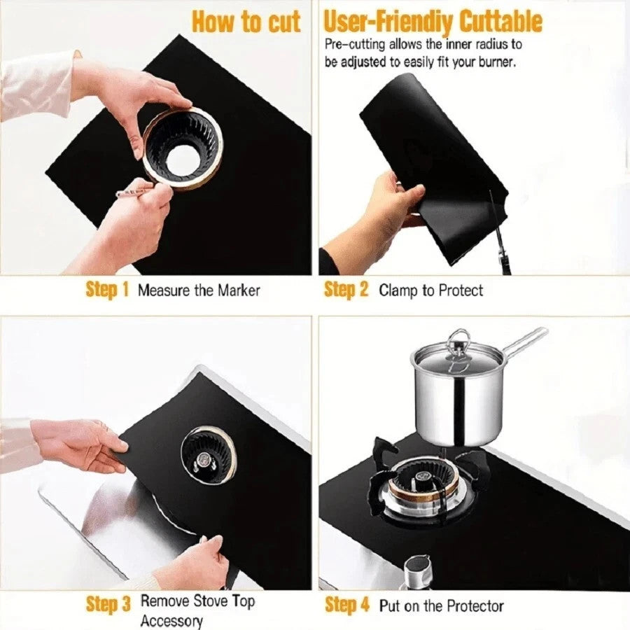 3pcs Reusable Non-Stick Stove Burner Covers for Gas Range - Heat Resistant & Was