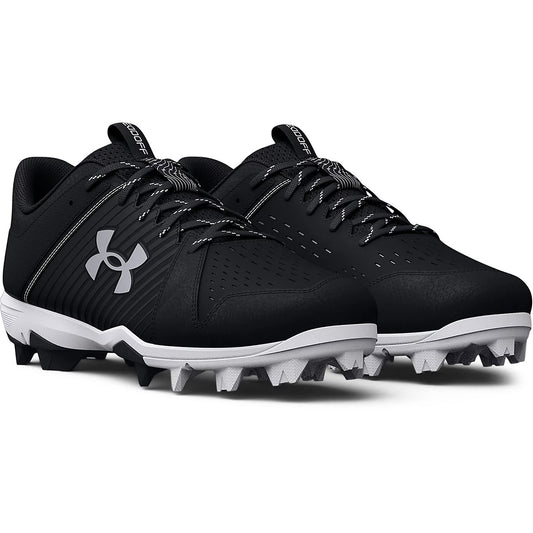 UA Men’s Leadoff Low Rubber Molded Baseball Cleats Black White Athletic Shoes 13