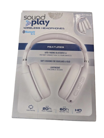 Sound Play Wireless Over-Ear Bluetooth Headphones – White