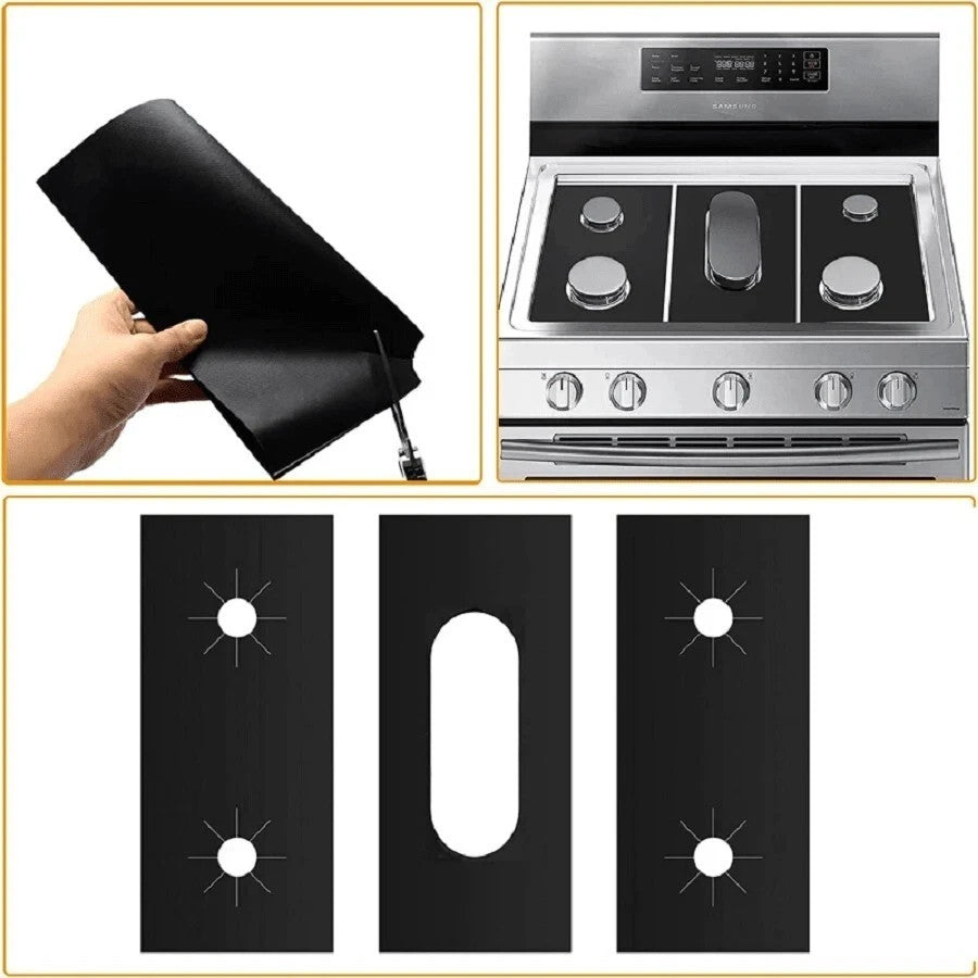 3pcs Reusable Non-Stick Stove Burner Covers for Gas Range - Heat Resistant & Was