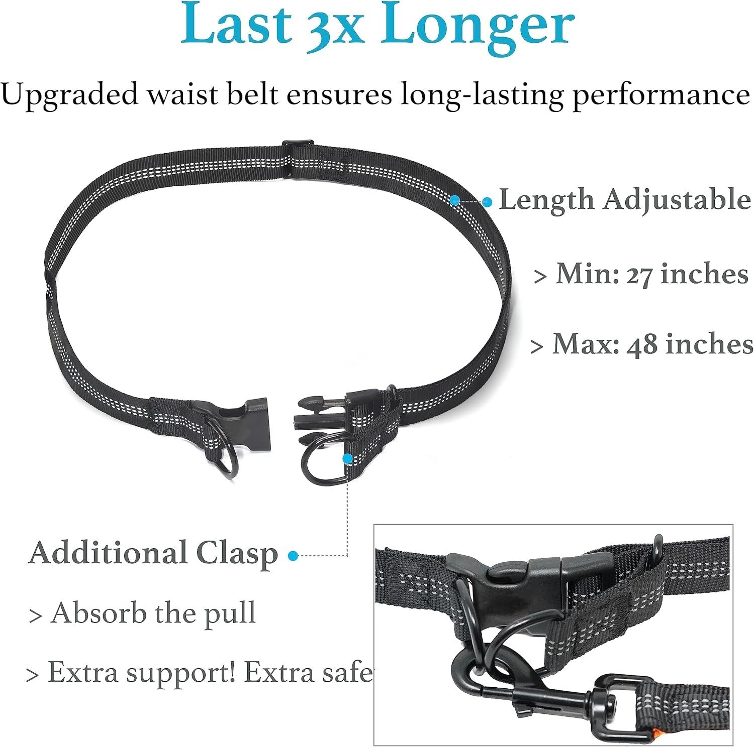 Pink Medium/Large Retractable Hands-Free Dog Leash for 25-150lbs Dual Handle