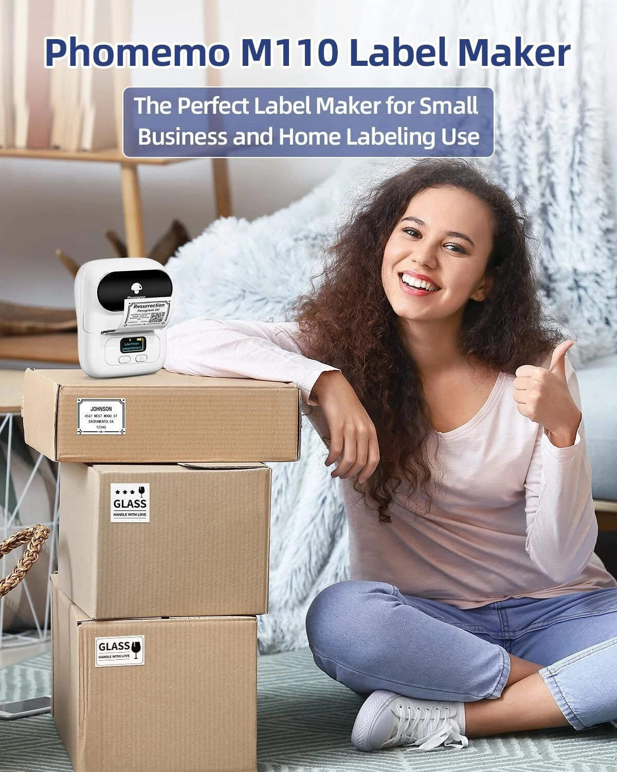 Phomemo M110 Portable Thermal Label Maker Bluetooth Inkless Mini Printer