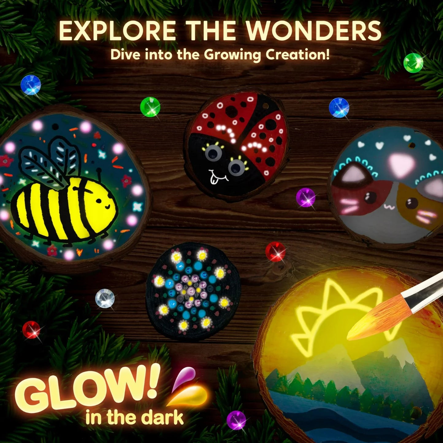Glow In The Dark Wood Painting for Kids (Craft and Activity Set)