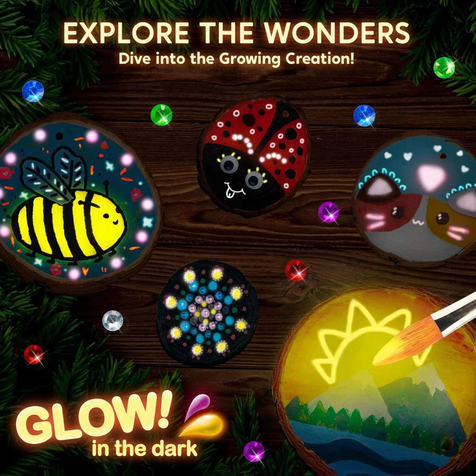 Glow In The Dark Wood Painting for Kids (Craft and Activity Set)