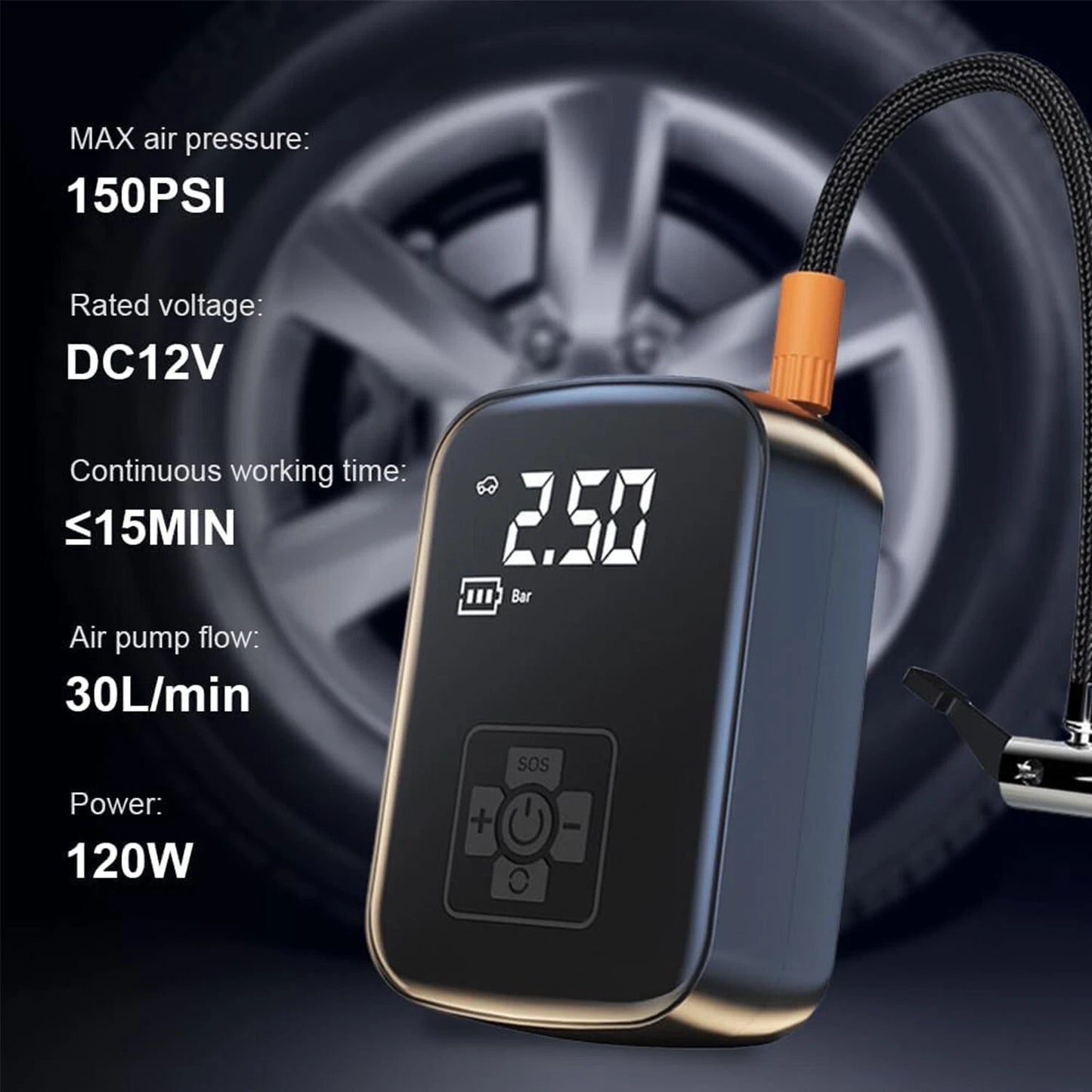 12V 150 PSI Digital Tire Inflator Car Air Pump Compressor Electric Portable Auto