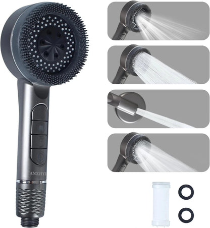 High Pressure Shower Head 4 Settings Handheld Shower Heads Spray With 5 FT Hose