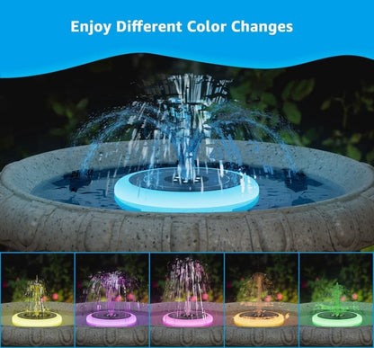 💦 Solar Floating Pool Fountain with RGB LED Lights + 6 Spray Nozzles – Garden