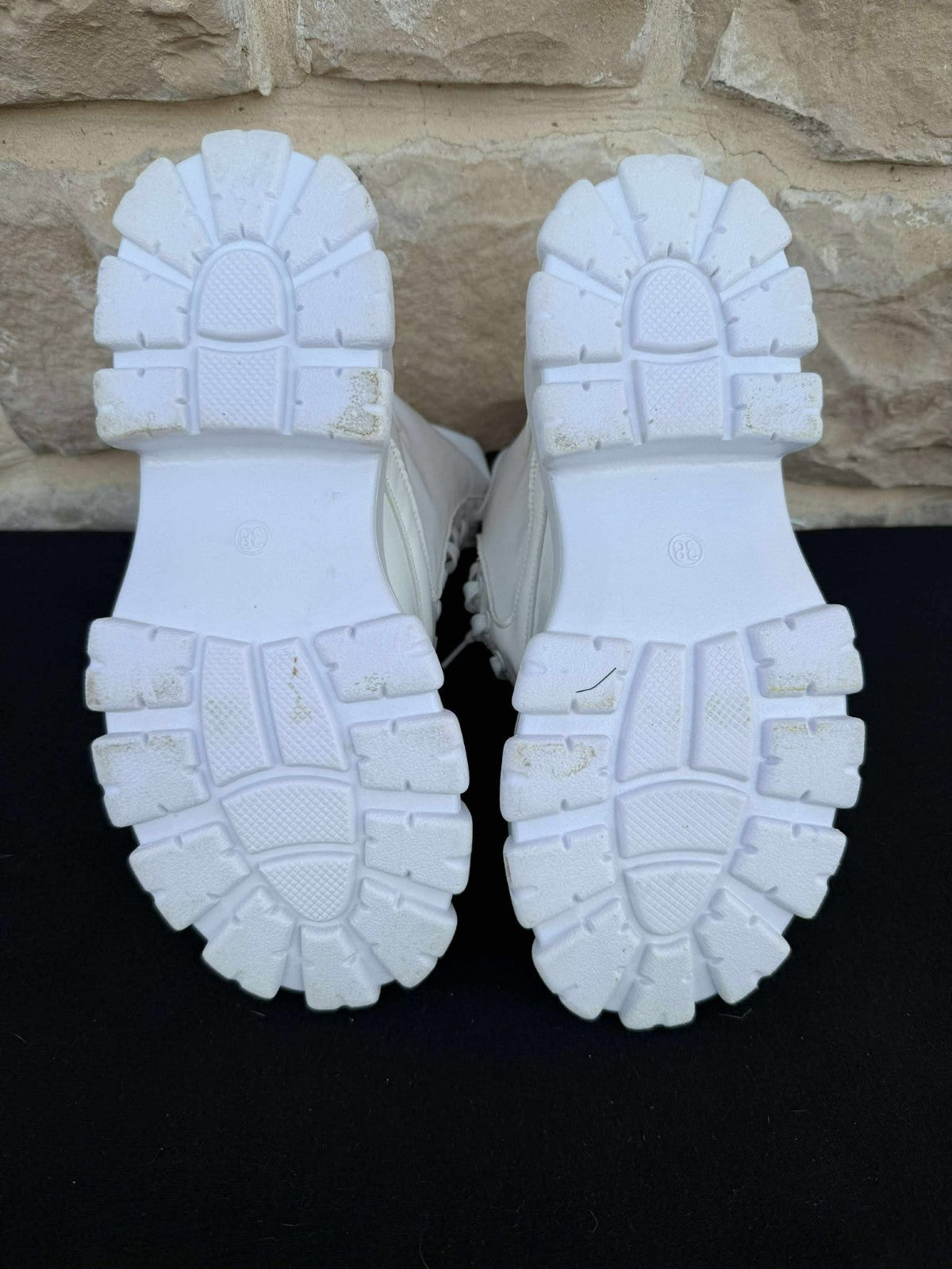 Pre-owned Women Mid Calf Round Toe Platform Boots Chunky Block Heel 8" High