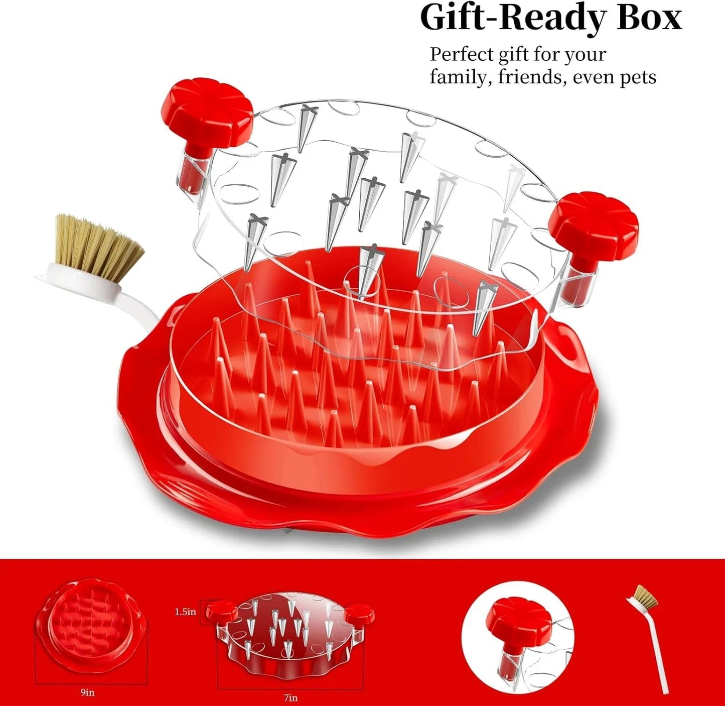 New Chicken Shredder Tool Twist Large with Brush,Visible Kitchen Meat Red