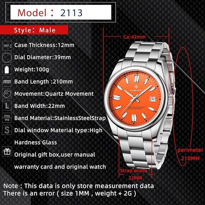 AKNIGHT Stainless Steel Watch Unisex  Analog Chronograph Waterproof Silver & Red