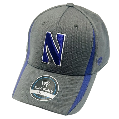 Top of the World Northwestern Wildcats One Fit Stretch Flex Hat Cap Gray NCAA