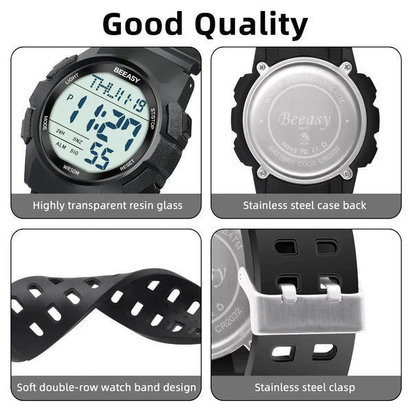 Beeasy AW03 Men's Waterproof Sports Digital Watch with Stopwatch Countdown