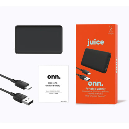 Juice Onn 8,000mAh Portable Battery Charger USB-A & USB-C Black