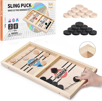 Fast Sling Puck Table Board Game I Wooden Family Indoor Two Player, Table Games 