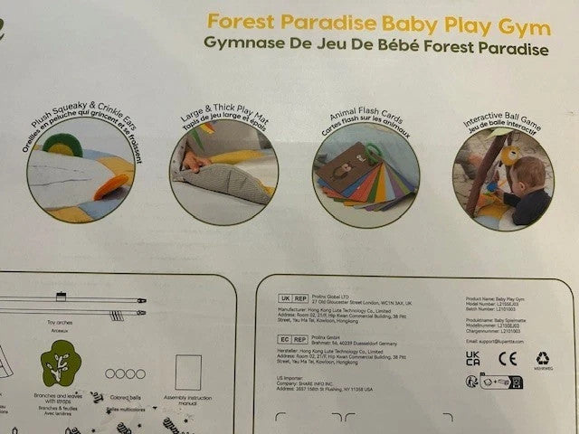 BRAND NEW Baby Play Gym Mat & Overhead Toys Forest Paradise Theme