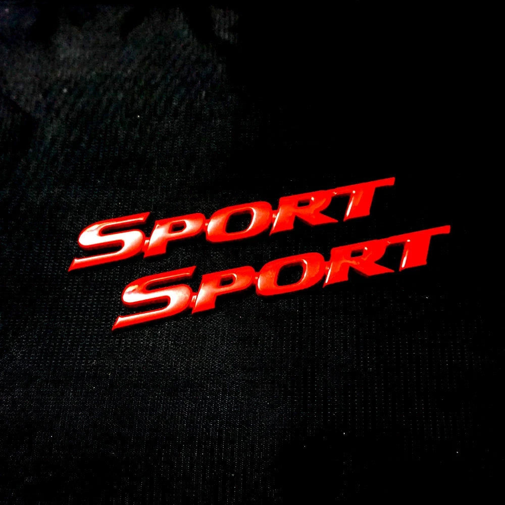 3D Metal Sport Emblem, Car Trunk , Tailgate Emblem Badge Double sided tape - Red