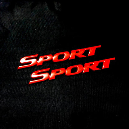 3D Metal Sport Emblem, Car Trunk , Tailgate Emblem Badge Double sided tape - Red