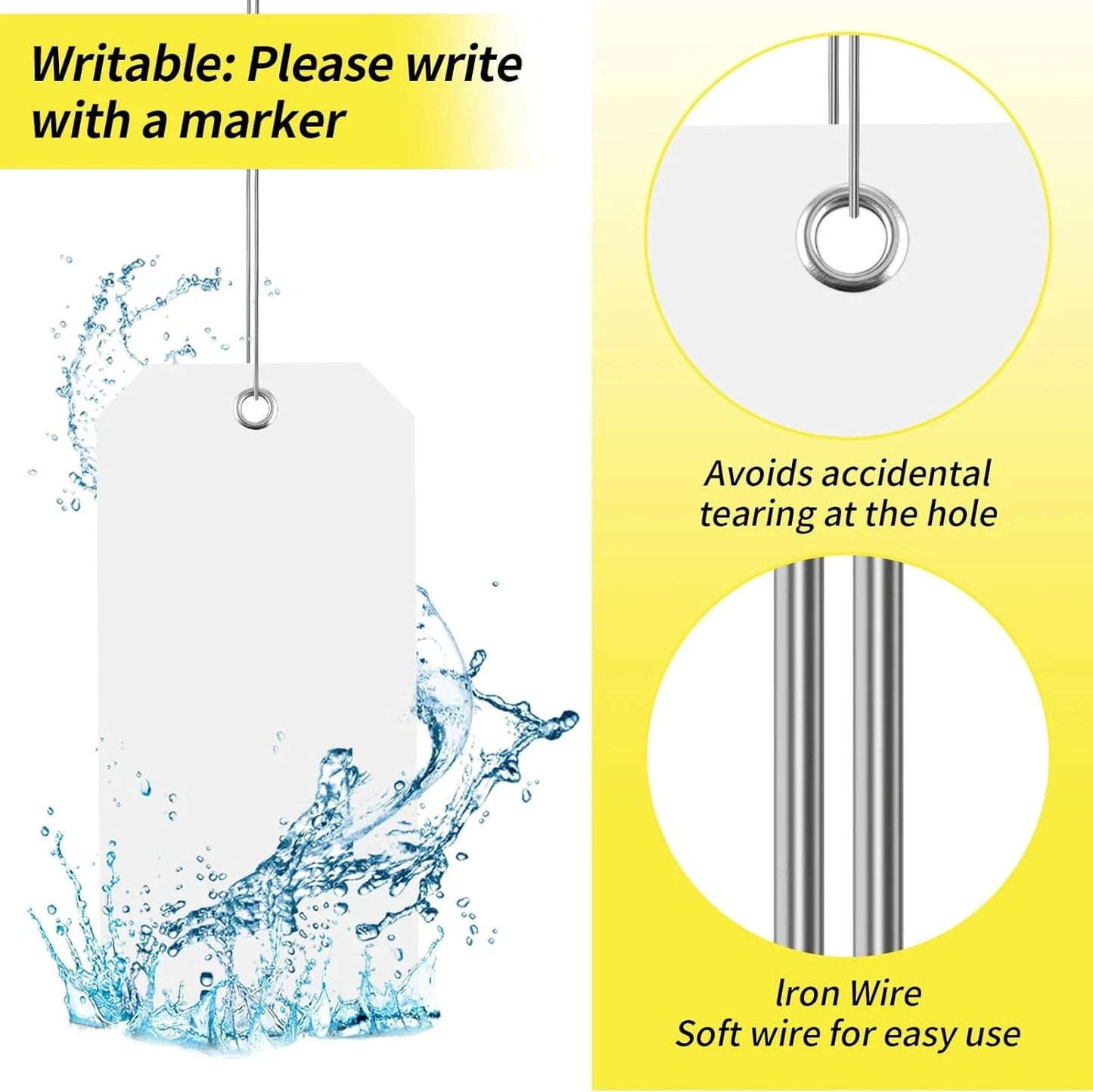 90 Pieces 3X6 Inch Large White Plastic Shipping Tags with String Heavy Duty