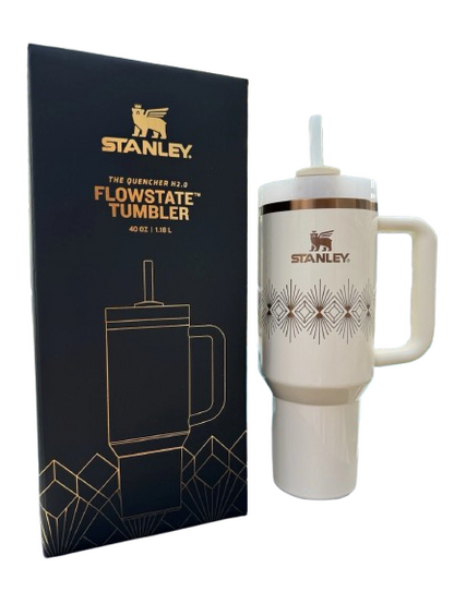Stanley Deco Collection Quencher H2.0 FlowState Tumbler | 40 OZ Cream Gloss NWB