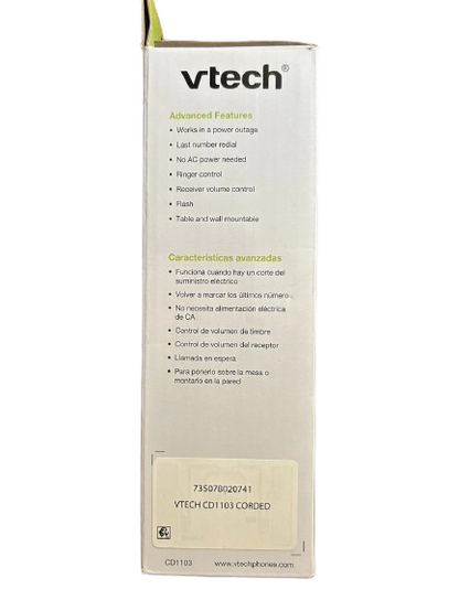 VTech Trimstyle Telephone CD1103 Corded White